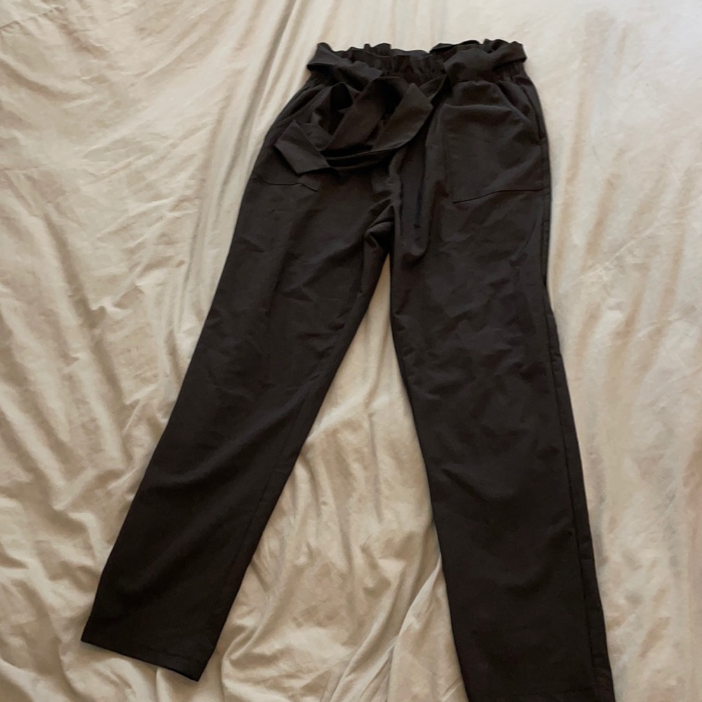 🖤Black Paper Bag Tie Waist Trousers 🖤